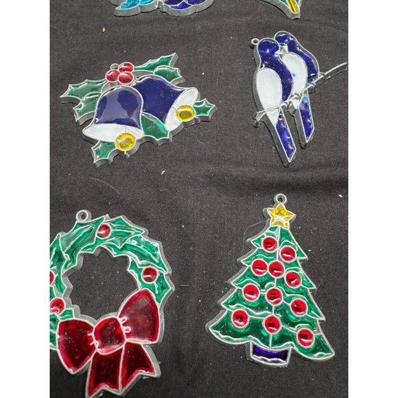 Set Of 21 Stained Glass-Style Christmas Ornaments With Holiday Figures & Shapes - Picture 3 of 9